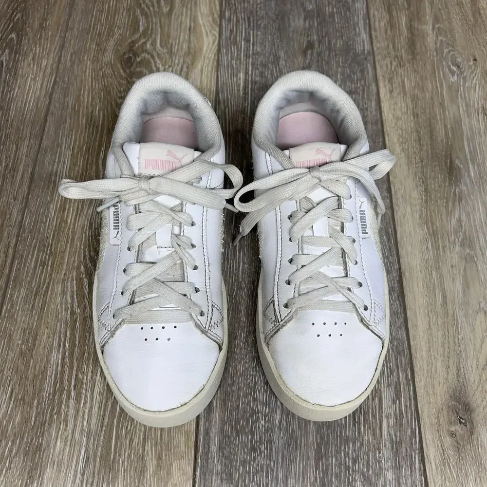 Puma Jada Pink Lady Sequin Kids Youth US Size 5C White Pink Sneaker Shoes
